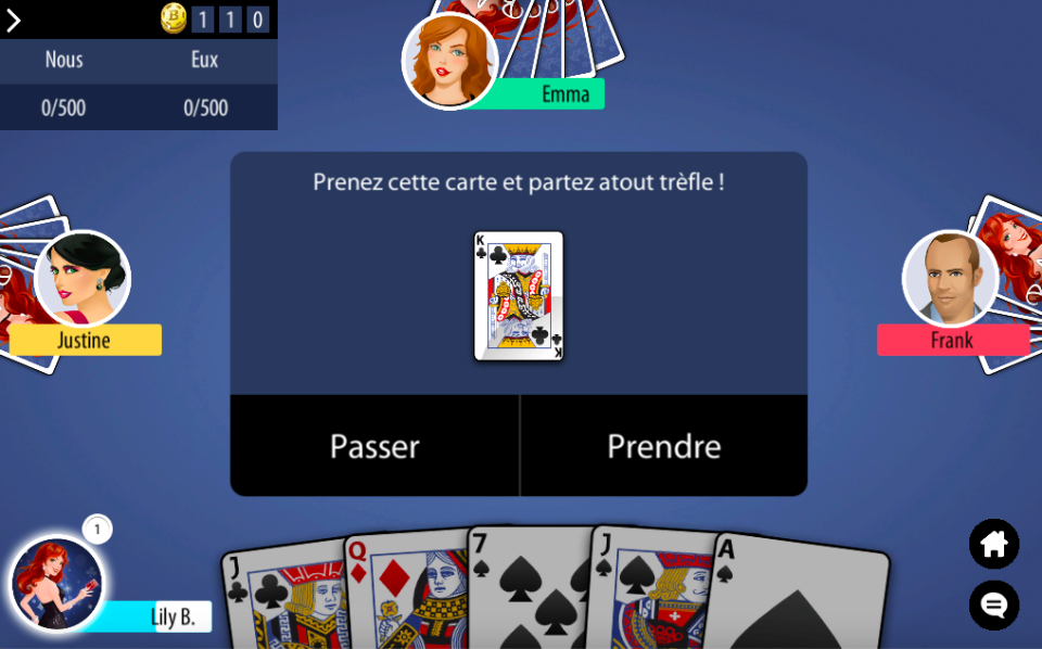 Comment jouer à la belote à 4 en ligne ?